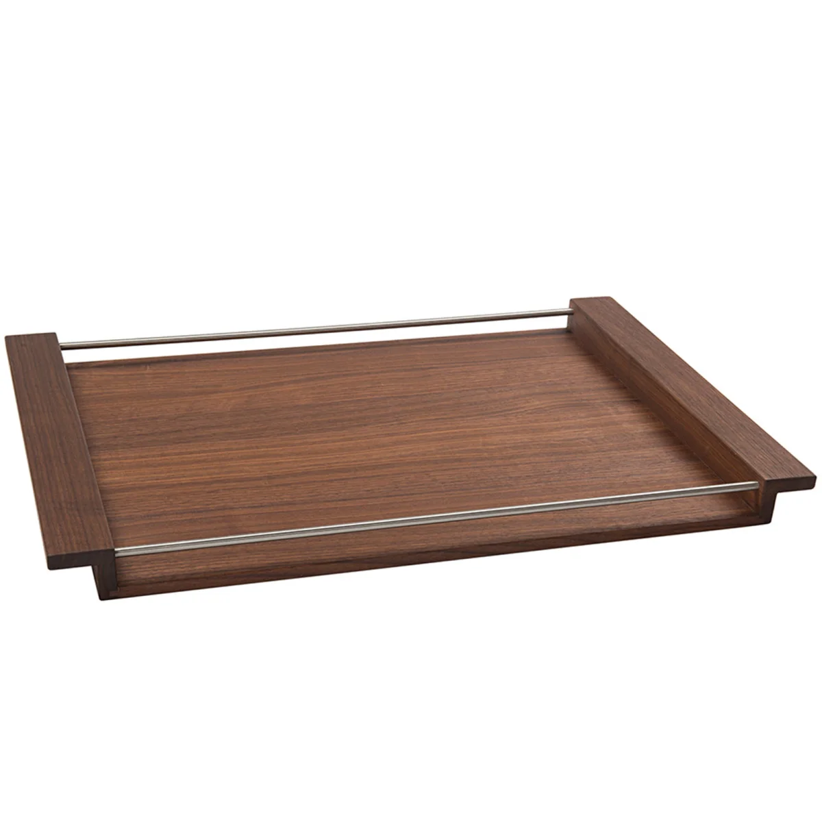 Walnut Tray with Metal Handles — photo 1